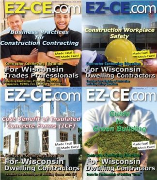 EZ-CE.com $72 Wisconsin 12 hr contractor continuing education course package cover page
